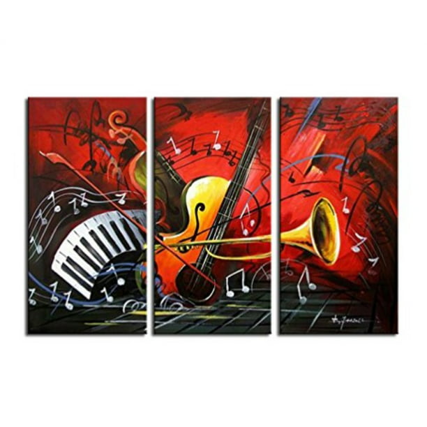 ZWPT117 4pcs Musical Instruments 100% hand-painted oil painting decor art Canvas